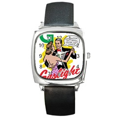 G Is For Gaslight Funny Dance1-01 Square Metal Watch