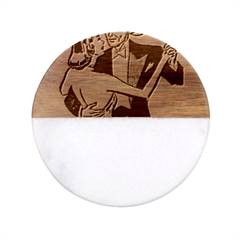 G Is For Gaslight Funny Dance1-01 Classic Marble Wood Coaster (Round) 