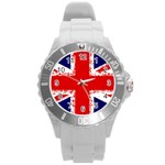 Union Jack London Flag Uk Round Plastic Sport Watch (L) Front