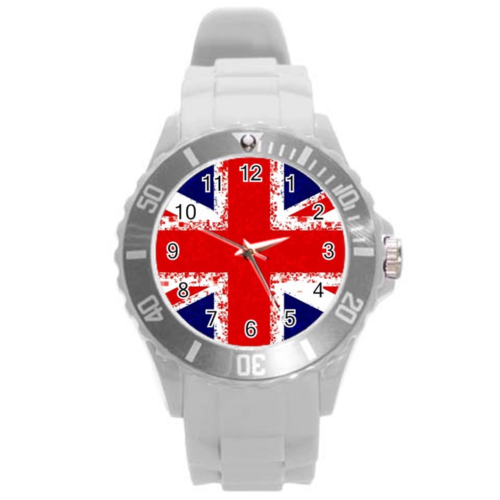 Union Jack London Flag Uk Round Plastic Sport Watch (L)