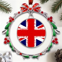 Union Jack London Flag Uk Metal X mas Wreath Ribbon Ornament