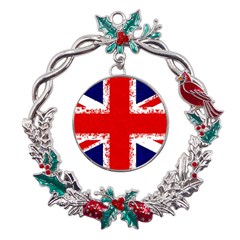 Union Jack London Flag Uk Metal X mas Wreath Holly Leaf Ornament by Celenk