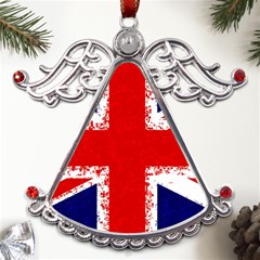 Union Jack London Flag Uk Metal Angel With Crystal Ornament