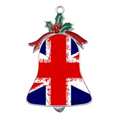 Union Jack London Flag Uk Metal Holly Leaf Bell Ornament by Celenk