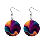 Abstract Colorful Waves Painting Mini Button Earrings Front