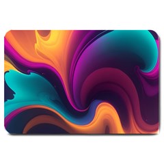 Abstract Colorful Waves Painting Large Doormat