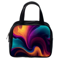 Abstract Colorful Waves Painting Classic Handbag (One Side)