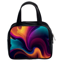 Abstract Colorful Waves Painting Classic Handbag (Two Sides)