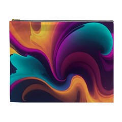 Abstract Colorful Waves Painting Cosmetic Bag (XL)