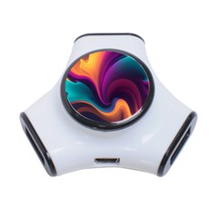 Abstract Colorful Waves Painting 3-Port USB Hub