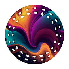 Abstract Colorful Waves Painting Round Filigree Ornament (Two Sides)