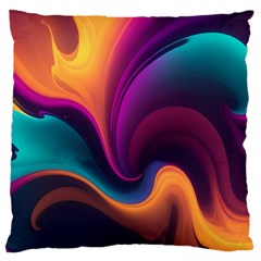 Abstract Colorful Waves Painting Large Cushion Case (Two Sides)