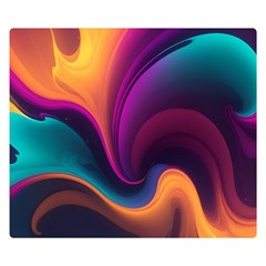 Abstract Colorful Waves Painting Two Sides Premium Plush Fleece Blanket (Small)