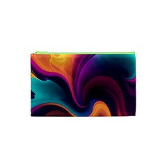 Abstract Colorful Waves Painting Cosmetic Bag (XS)