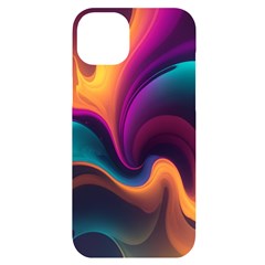 Abstract Colorful Waves Painting iPhone 14 Plus Black UV Print Case