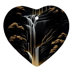 Waterfall Water Nature Springs Heart Ornament (two Sides) by Simbadda