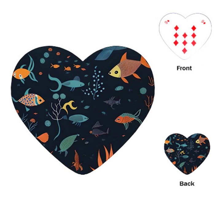 Underwater Ocean Animals Sea Playing Cards Single Design (Heart)