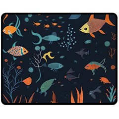 Underwater Ocean Animals Sea Fleece Blanket (medium) by Simbadda