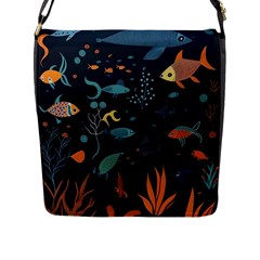 Underwater Ocean Animals Sea Flap Closure Messenger Bag (l) by Simbadda