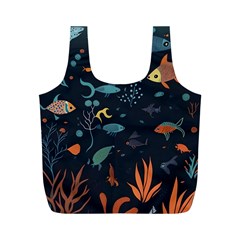 Underwater Ocean Animals Sea Full Print Recycle Bag (m) by Simbadda