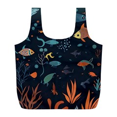 Underwater Ocean Animals Sea Full Print Recycle Bag (l) by Simbadda