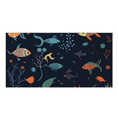 Underwater Ocean Animals Sea Satin Shawl 45  X 80  by Simbadda