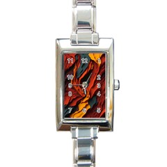 Abstract Colorful Waves Painting Art Rectangle Italian Charm Watch