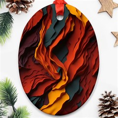 Abstract Colorful Waves Painting Art Ornament (oval) by Simbadda