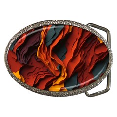 Abstract Colorful Waves Painting Art Belt Buckles by Simbadda