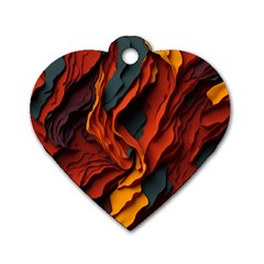 Abstract Colorful Waves Painting Art Dog Tag Heart (two Sides) by Simbadda