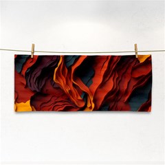 Abstract Colorful Waves Painting Art Hand Towel by Simbadda