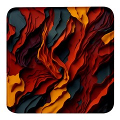 Abstract Colorful Waves Painting Art Square Glass Fridge Magnet (4 Pack) by Simbadda