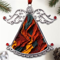 Abstract Colorful Waves Painting Art Metal Angel With Crystal Ornament