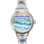 Ocean Sea Waves Beach Round Italian Charm Watch Front