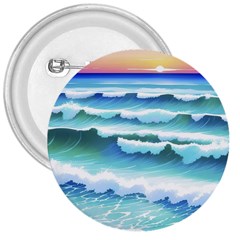 Ocean Sea Waves Beach 3  Buttons by Simbadda