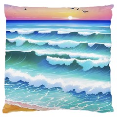 Ocean Sea Waves Beach Large Cushion Case (two Sides) by Simbadda