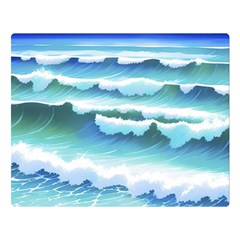 Ocean Sea Waves Beach Two Sides Premium Plush Fleece Blanket (large) by Simbadda