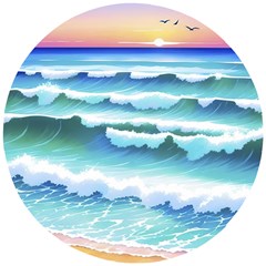 Ocean Sea Waves Beach Wooden Puzzle Round by Simbadda