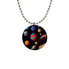 Planet Star Fantasy 1  Button Necklace by Simbadda