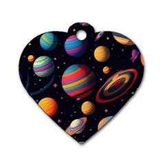 Planet Star Fantasy Dog Tag Heart (two Sides) by Simbadda