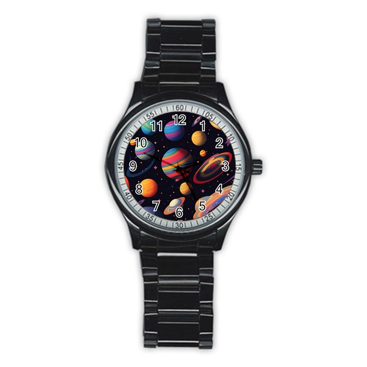 Planet Star Fantasy Stainless Steel Round Watch