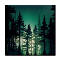 Magic Pine Forest Night Landscape Tile Coaster by Simbadda