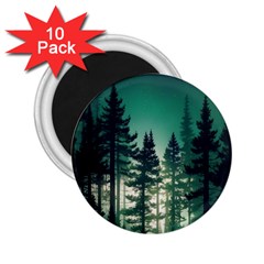 Magic Pine Forest Night Landscape 2 25  Magnets (10 Pack) 