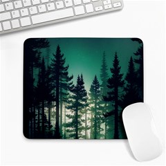 Magic Pine Forest Night Landscape Large Mousepad by Simbadda