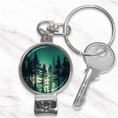 Magic Pine Forest Night Landscape Nail Clippers Key Chain by Simbadda