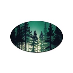 Magic Pine Forest Night Landscape Sticker (oval) by Simbadda