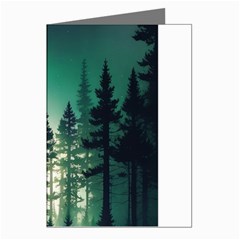 Magic Pine Forest Night Landscape Greeting Cards (pkg Of 8) by Simbadda