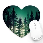 Magic Pine Forest Night Landscape Heart Mousepad Front