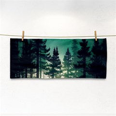 Magic Pine Forest Night Landscape Hand Towel by Simbadda