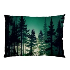 Magic Pine Forest Night Landscape Pillow Case by Simbadda